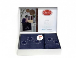 Набор полотенец махровых хлопковых в коробке KARVEN HS1676 KARDELEN V5 синий 50х90 (1шт), 70х140 (1шт)