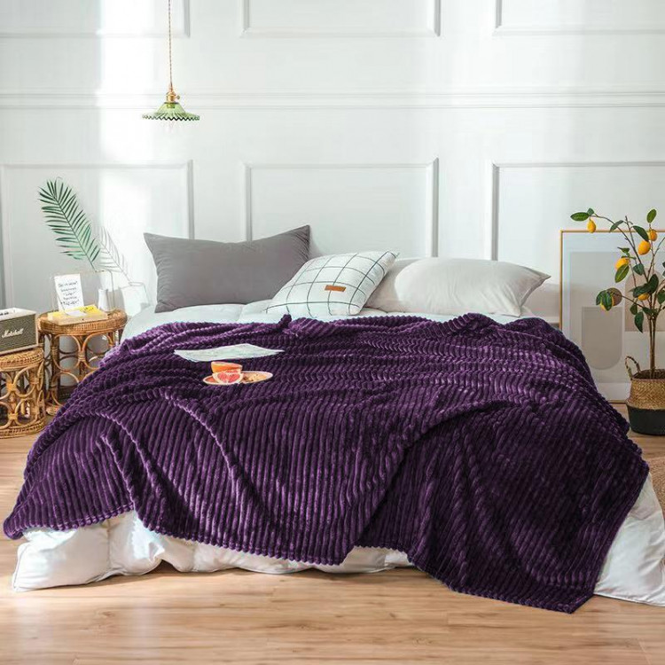 Плед однотонный фланелевый TANGO STRIPE ST1520-23 фиолетовый 150х200