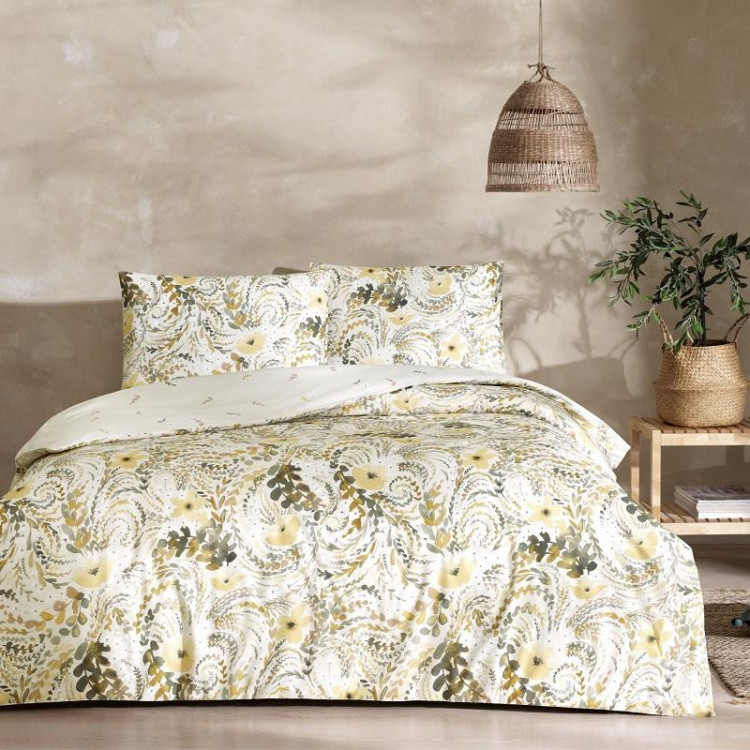 Постельное белье из ранфорса TAC RANFORCE MONROE желтое 1,5-спальное