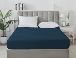 Простыня на резинке сатиновая TANGO Soho синий сапфир 160х200х30