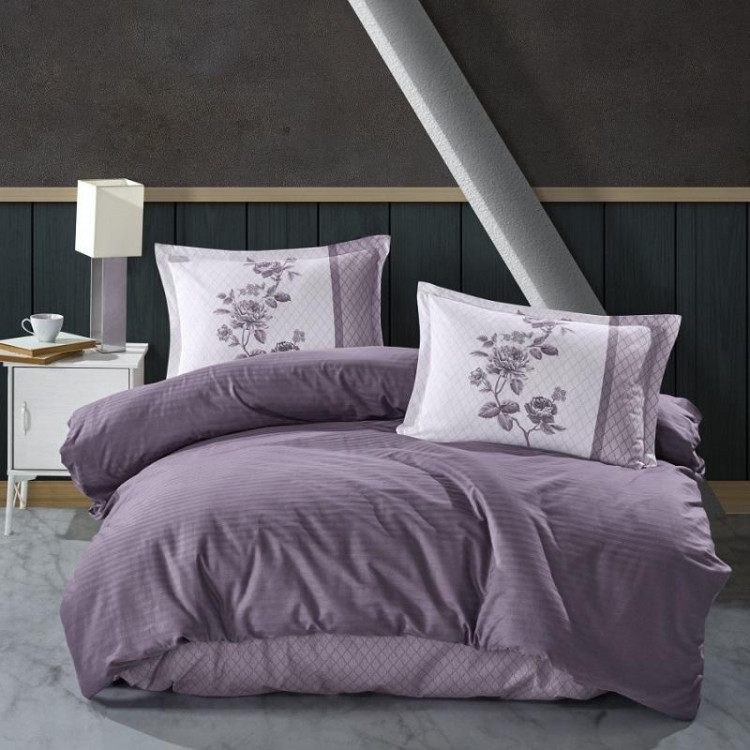 Постельное белье из DELUXE DARK ранфорса KARVEN N028 SUAVE LILAC V-3 50х70 (2шт) 1,5-спальное