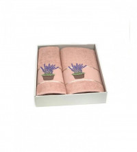 Набор полотенец махровых хлопковых KARVEN HS1602 LAVANTA-1 V3 пудра 50х90 (1шт), 70х140 (1шт)