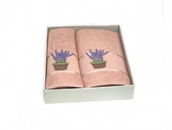 Набор полотенец махровых хлопковых KARVEN HS1602 LAVANTA-1 V3 пудра 50х90 (1шт), 70х140 (1шт)