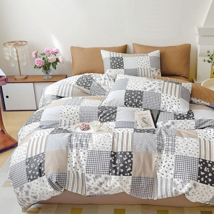 Постельное белье из сатина TANGO пэчворк 50х70 (2шт) 2-спальное