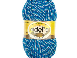 Пряжа ADELIA ZOLTAN №132 белая-голубая-синяя 100% шерсть, 5 шт х 100 гр, 115 м +/- 5 м