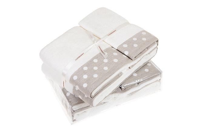 Комплект полотенец LUXBERRY PRETTY DOTS белый/натуральный (3шт)