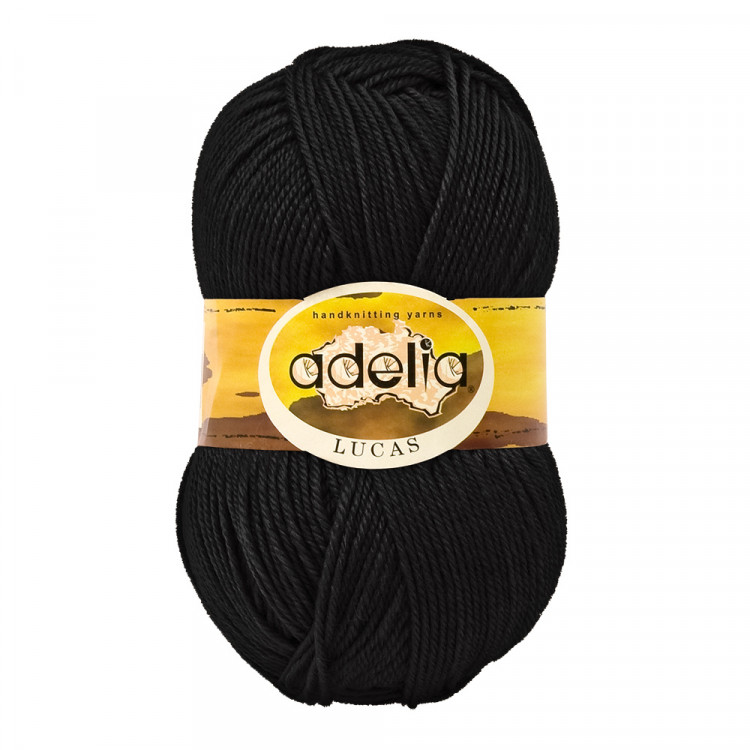 Пряжа ADELIA LUCAS №02 черная 70% шерсть, 30% акрил, 5 шт х 100 гр, 218 м +/- 10 м