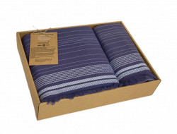 Набор полотенец махровых хлопковых KARVEN HS1722 LIDYA синий 50х90 (1шт), 70х140 (1шт)