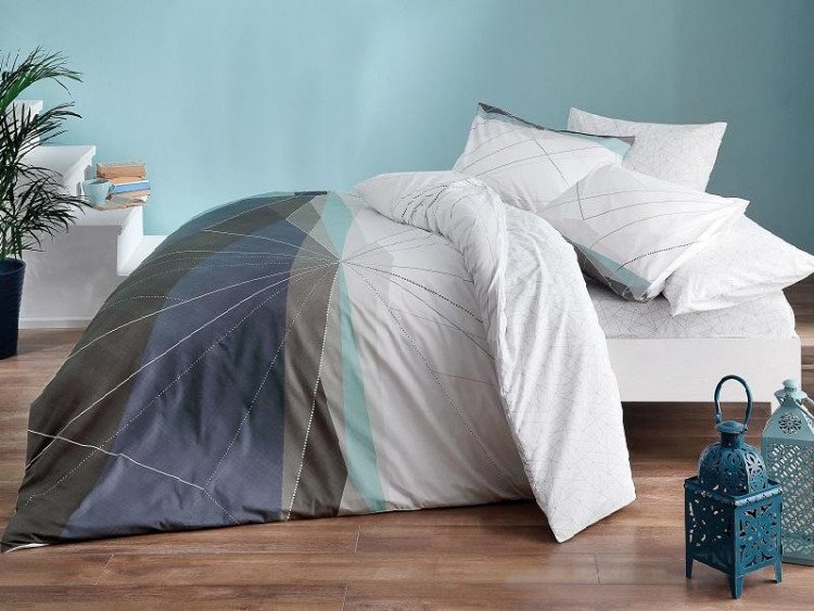 Постельное белье из ранфорса TAC GENC MODASI POWER серое евро