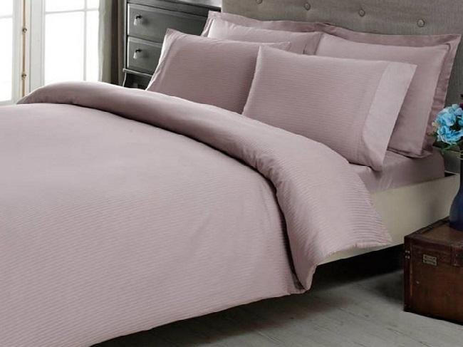 Постельное белье из LUX жаккарда TAC BASIC STRIPE лиловое евро