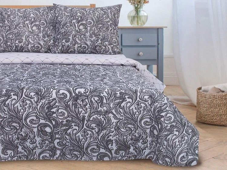 Постельное белье из поплина ЭТЕЛЬ ВЕНЗЕЛЬ серебро семейное