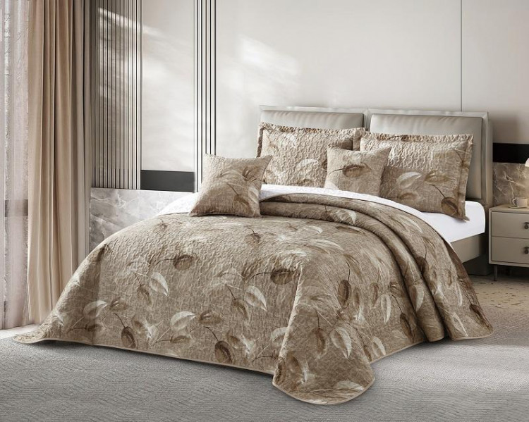 Покрывало с наволочками тонкое из полисатина TANGO LAFAYETTE листочки 240х260