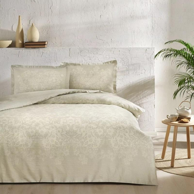 Постельное белье сатиновое TAC HAPPY DAY HERTA бежевое евро