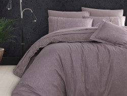 Постельное белье из жаккарда с кружевом KARVEN N009 APRIL LEYLAK 50х70 (4шт), 40х40 (1шт) евро