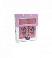 Набор полотенец махровых хлопковых KARVEN HS1610 LAVANTA KELEBEK V6 сухая роза 50х90 (1шт), 70х140 (1шт)