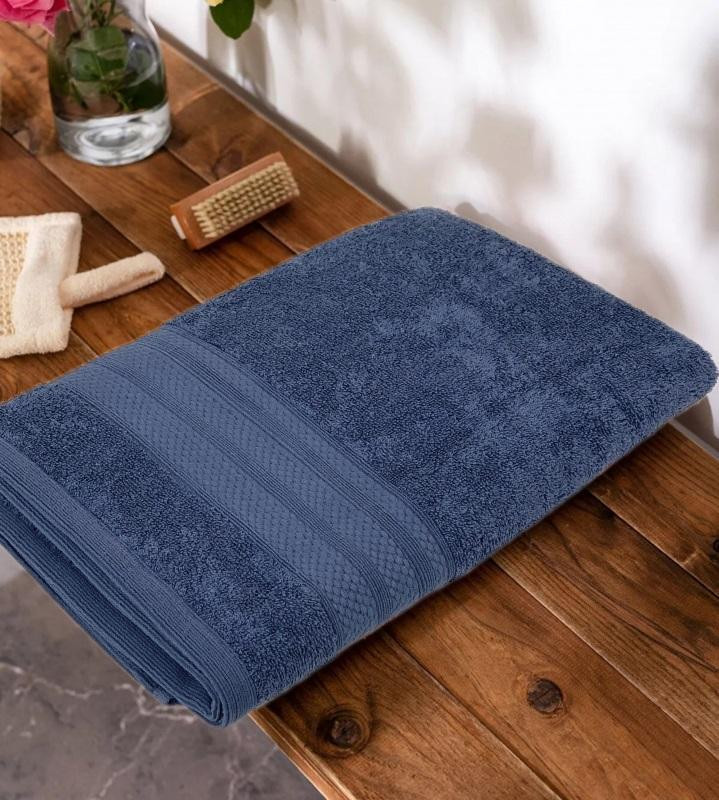 Полотенце махровое хлопковое KARVEN PETEK BORDUR DUZ H5159 LUX COTTON lacivert 50х90