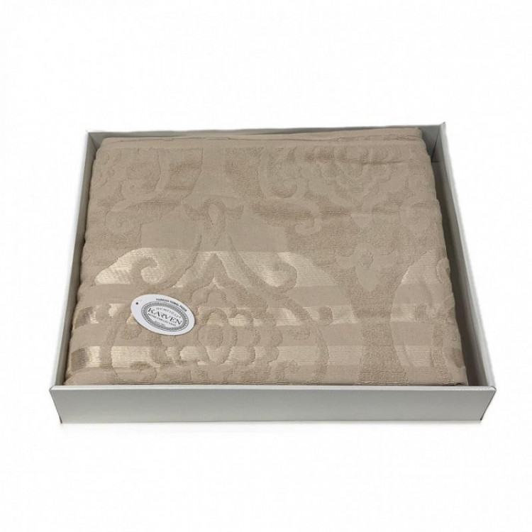 Плед из хлопка махровый KARVEN P963 CORNELY V2 светло-бежевый 220х240