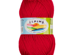 Пряжа ALPINA TOMMY №019 красная 100% микнес 10 шт х 50 гр, 130 м +/- 10 м