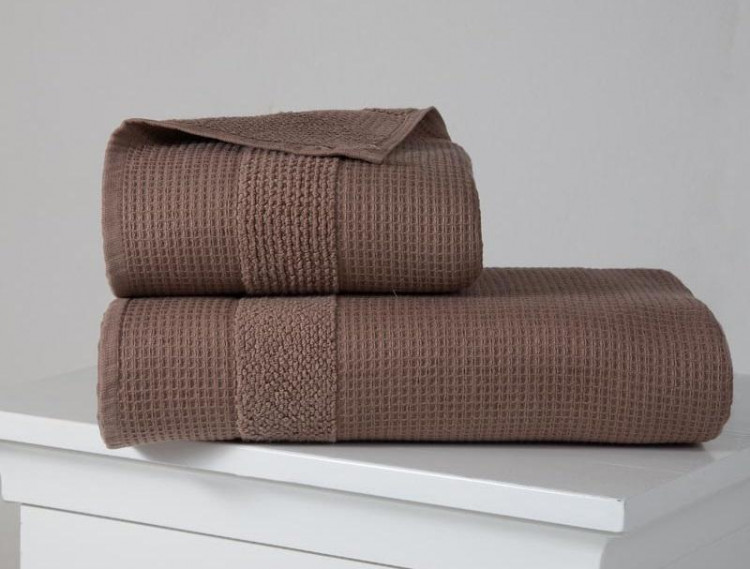 Полотенце двухстороннее из микрокоттона KARNA TRUVA коричневое 90х150