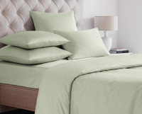 Простыня на резинке из сатина SAILID SL-18-90 оливковая 90х200х25