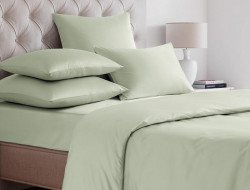 Простыня на резинке из сатина SAILID SL-18-90 оливковая 90х200х25