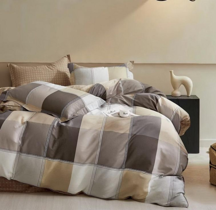 Постельное белье из сатина АЛЬВИТЕК крупная клетка 1,5-спальное