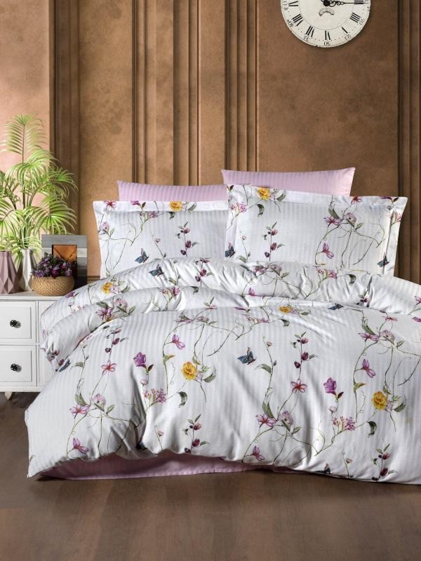 Постельное белье из страйп сатина с цветным принтом KARVEN N249-SB006 50х70 (1шт), 70х70 (1шт) 1,5-спальное