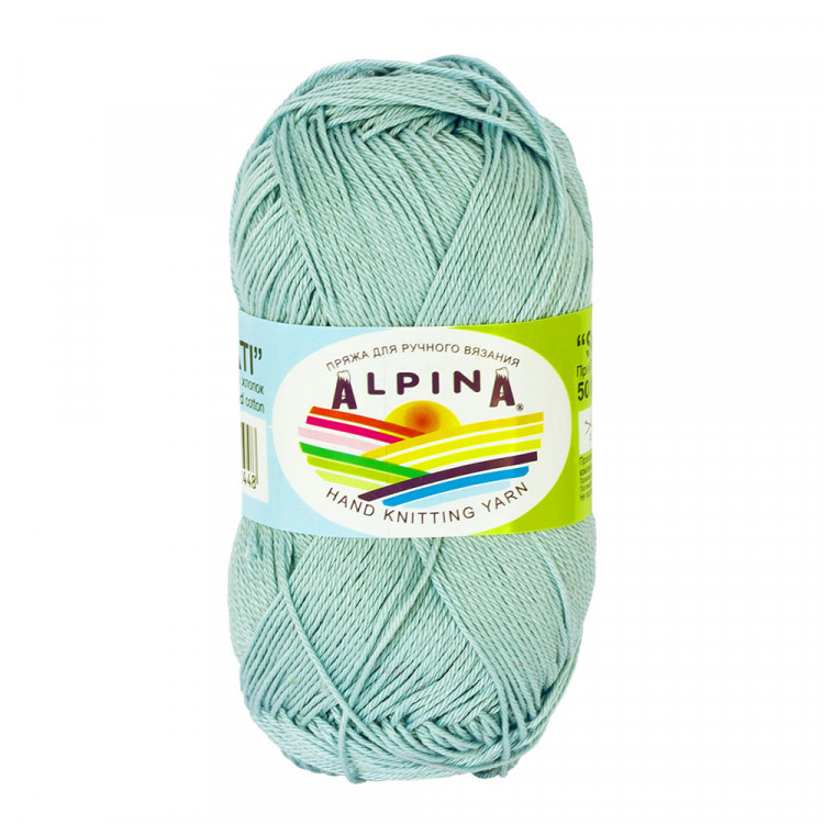 Пряжа ALPINA SATI №063 светло-бирюзовая 100% мерсеризованный хлопок 10 шт х 50 гр, 170 м +/- 10 м