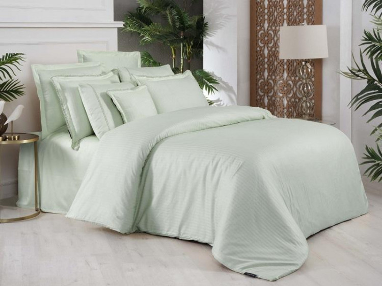 Постельное белье из страйп-сатина де люкс SAREV SPORT CHIC 260TC N305 JACQUARD STRIPE V8-YESIL 50х70 (2шт), 70х70 (2шт) семейное