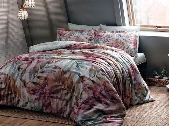 Постельное белье из сатина TAC DELUX PREMIUM DIGITAL BIELLA зеленое 1,5-спальное