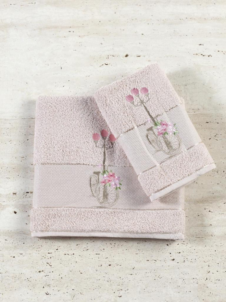 Набор махровых полотенец DIVA AFRODITA ФОНАРЬ 50х90 (1шт), 70х140 (1шт) бежевый