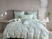 Постельное белье фланелевое из тенсела ASABELLA Брусничные анемоны 50х70 (1шт), 70х70 (1шт) 1,5-спальное
