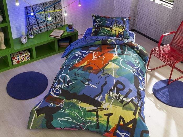 Подростковое постельное белье из ранфорса TAC GENC MODASI FACE пурпурное