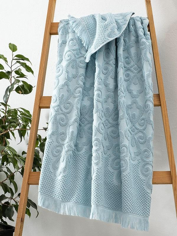 Полотенце махровое жаккардовое KARNA NEROLI голубое 70х140