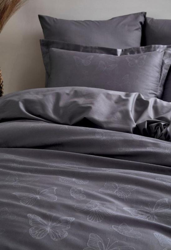 Постельное белье из ранфорс-жаккарда KARVEN N298 KELEBEK NATURAL GREY 50х70 (2шт), 70х70 (2шт) евро