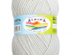 Пряжа ALPINA MARTA №010 светло-серая 100% тактифил 5 шт х 100 гр, 120 м +/- 6 м