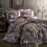 Постельное белье из сатина TAC DELUX PREMIUM DIGITAL JASMINE сиренево-серое 1,5-спальное