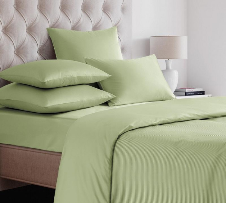 Простыня на резинке из сатина SAILID SL-7-90 светло-зеленая 90х200х25