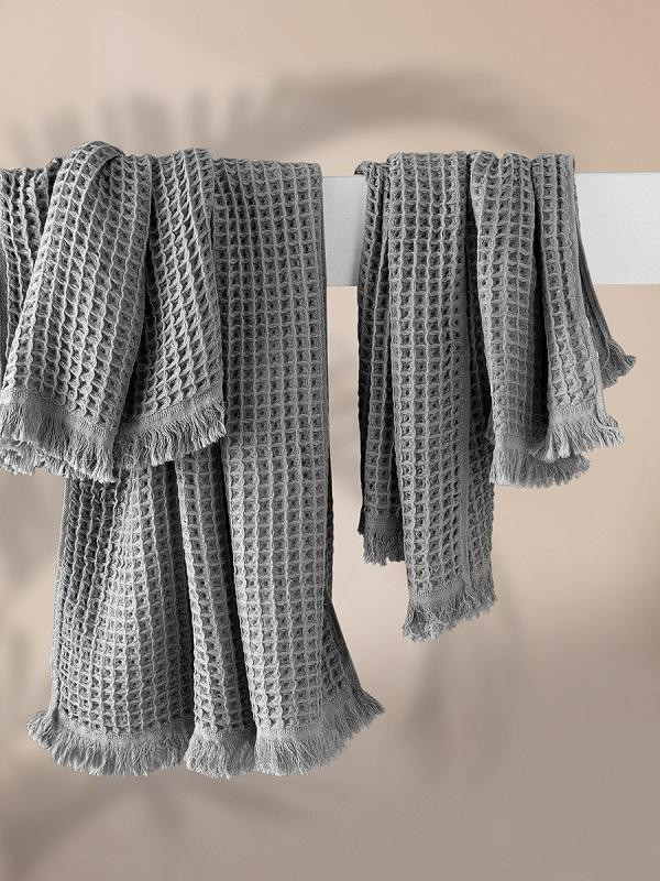 Полотенце вафельное KARNA GOFRE темно-серое 70х140