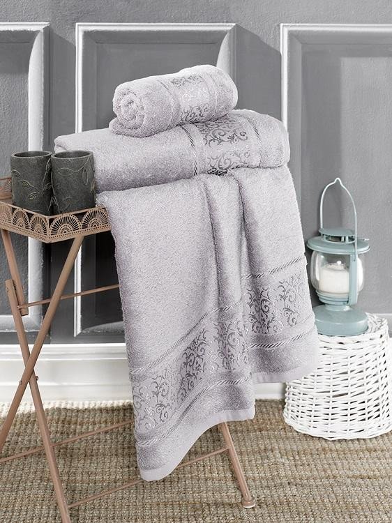 Полотенце бамбуковое с хлопком KARNA ARMOND серое 50х90