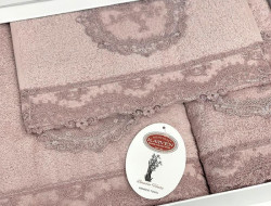 Набор полотенец махровых бамбуковых в коробке KARVEN HS1705 REINA V3 лиловый 30х50 (1шт), 50х90 (1шт), 70х140 (1шт)