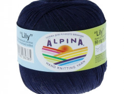 Пряжа ALPINA LILY №121 темно-синяя 100% мерсеризованный хлопок 10 шт х 50 гр, 175 м +/- 5 м