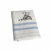 Набор кухонных полотенец вафельных хлопковых KARVEN HM779 КОФЕ С СЕРДЕЧКАМИ V3 голубой 50х75 (12шт)