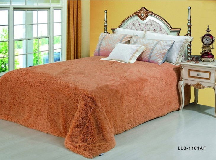 Покрывало из искусственного меха CLORIS ГРИНФЕЛЬ персик 220х240