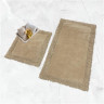 Набор ковриков для ванной хлопковый с бахромой KARVEN KV425 K.M.DUZ бежевый 50х60 (1шт), 60х100 (1шт)