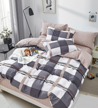 Постельное белье двухстороннее из твила в ПВХ TANGO квадри 50х70 (2шт) евро