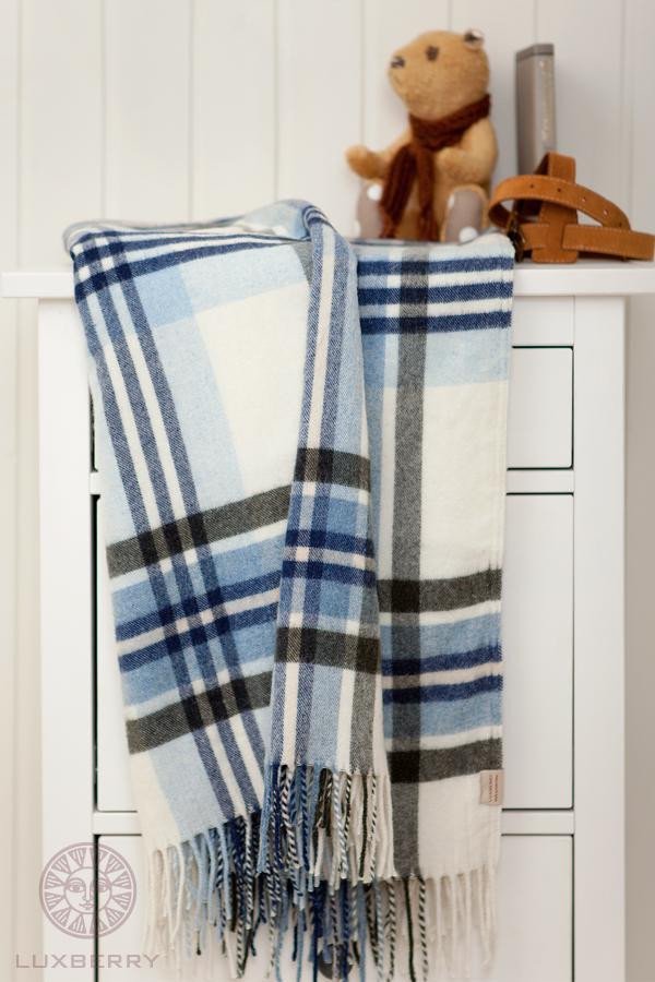 Плед LUXBERRY LUX 32 экрю-сине-зеленый 130х170