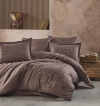 Постельное белье из сатина де люкс KARVEN N045 MARSELA V-6 DARK BROWN 50х70 (2шт), 70х70 (2шт) семейное