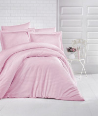 Постельное белье из страйп-сатина KARVEN N021 CIZGILI POWDER 50х70 (2шт), 70х70 (2шт) евро