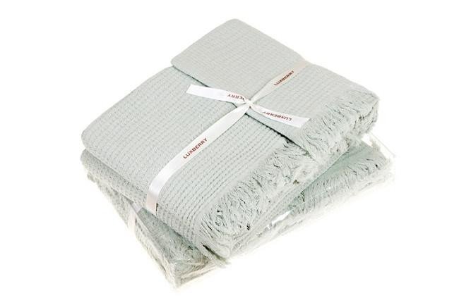 Комплект вафельных полотенец LUXBERRY MACARONI Stonewashed салатовый (3шт)